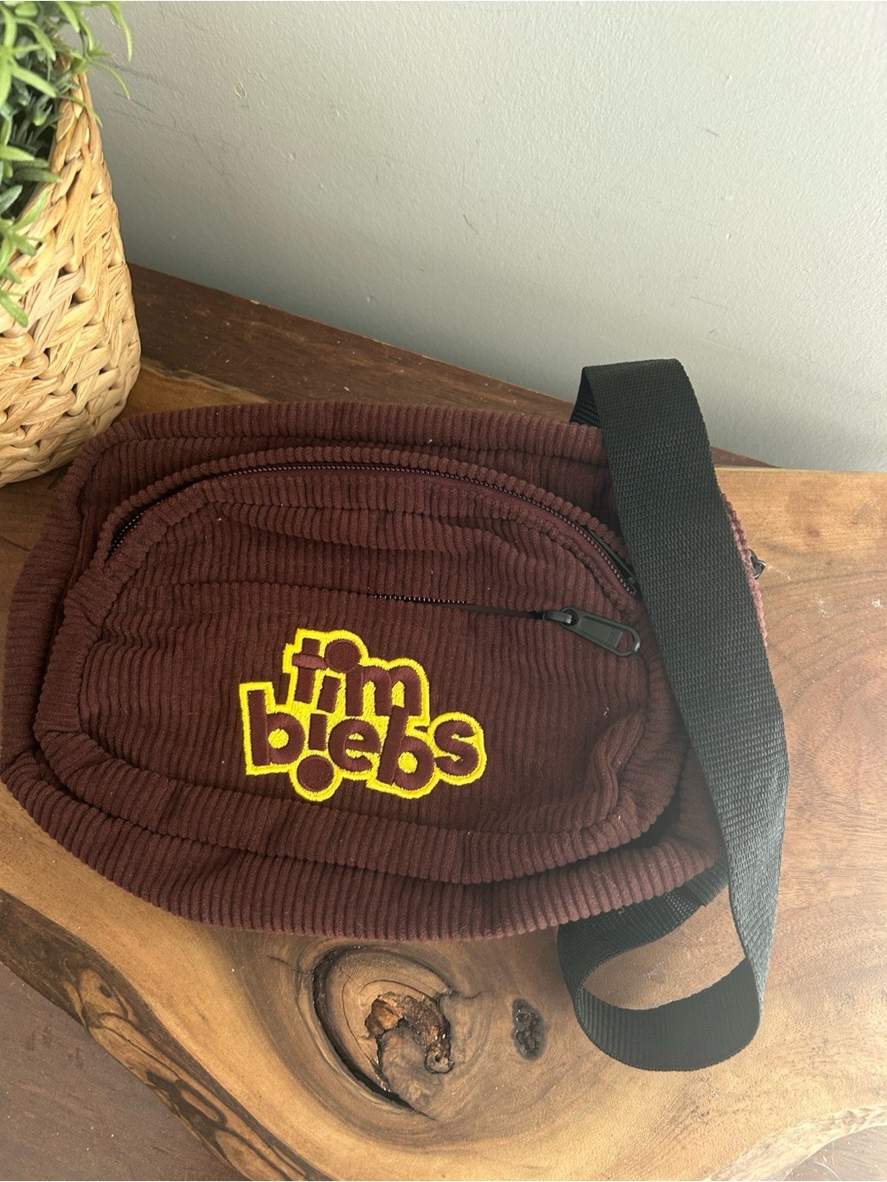 Tim biebs limited edition Brown Corduroy Waist Fanny pack Bag Tim Hortons